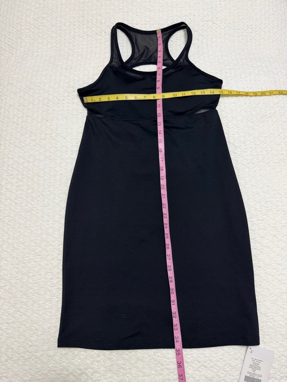 Fabletics Tropez Dress Black Mesh Cut-Out Strappy Back Women’s Size Large NWT - Picture 8 of 13